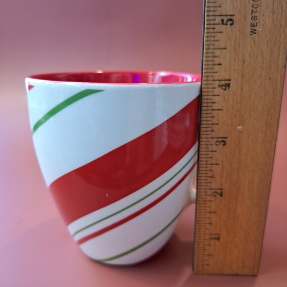 Starbucks Christmas Holiday Mug 2007 Candy Cane Red Green & White Stripes 12 oz. - Picture 7 of 10